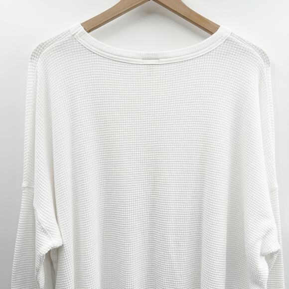 OFFLINE by Aerie Wow! Waffle Knit Long Sleeve T-Shirt in White Size XL - Picture 6 of 12